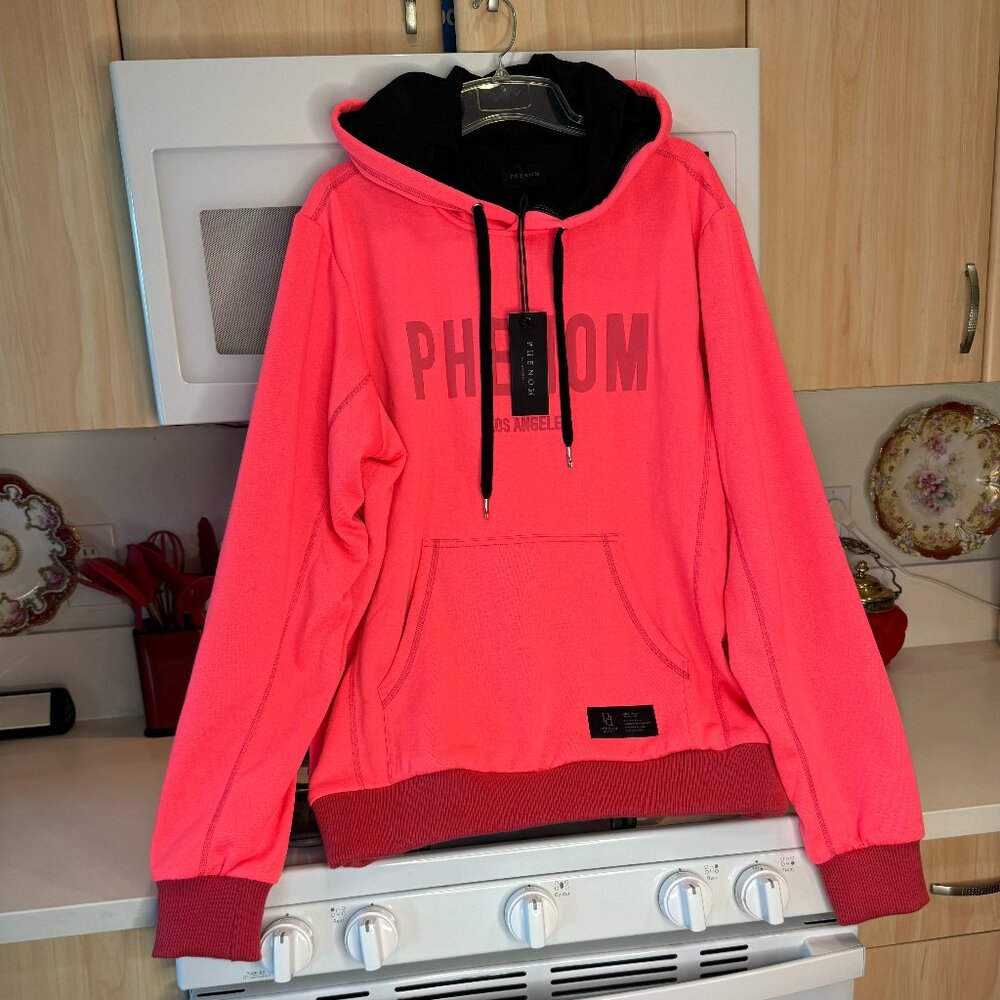 NWT Phenom XL oversized mens or womens luxury bright neon Coral Hooded pullover